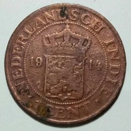 Uang koin Kuno 1 Cent Nederlandsch Indie Tahun 1914