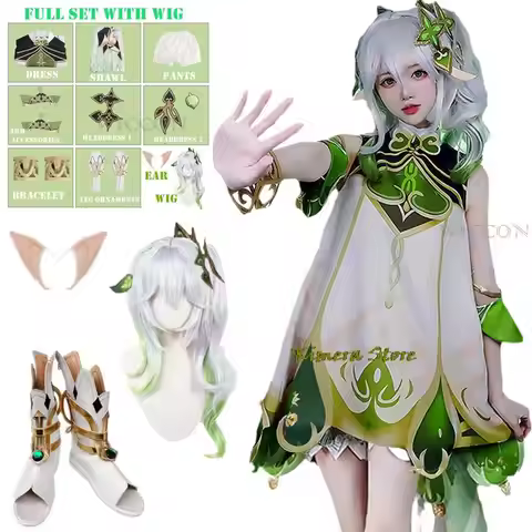 Genshin Impact Nahida Maid Cosplay Costume Lesser Lord Kusanali Wig Cute Style Dress Nahida Genshin 