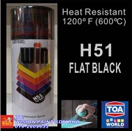 H 51 FLAT BLACK ( HEAT-RESISTANT 600 C ) TOA Win Spray Aerosol Spray Paint HItam Tahan Panas Heat Re