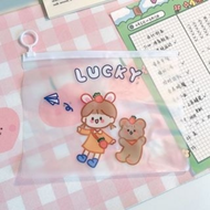 Pouch Zip Lock Kosmetik Transparan Motif Hewan Tas Kosmetik Karakter Dino Bear Cow ZipLock Plastik Z