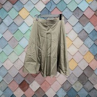 二手 MAXMARA 義大利製 咖綠 彈性棉壓褶A字版型挺US8 休閒 長裙 VB0403﹝凡賽蘇﹞