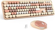 GEEZER Wireless Keyboard and Mouse Combo - Coffee Full-Sized Colorful Keyboard 104 Keys - USB 2.4 G 