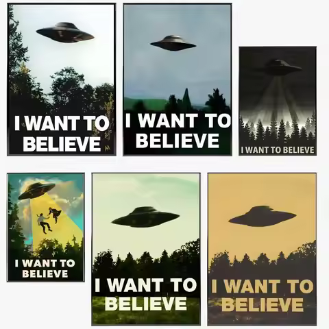 The X-Files I Want To Believe Movie Poster Waterproof Canvas Art Wrinkle Free Wall Hanging For Home 