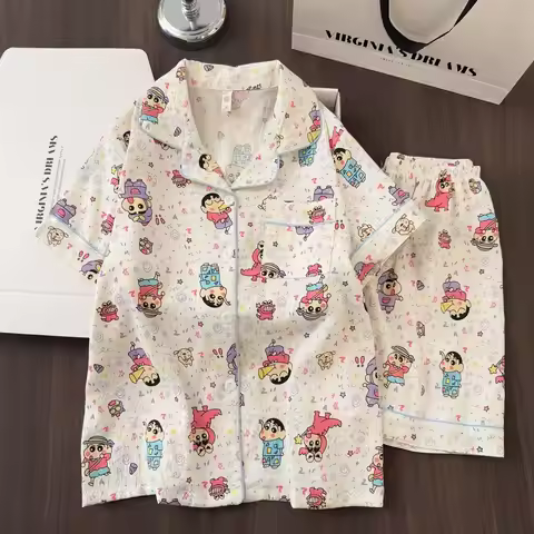 Dinosaur Xiaoxin Cloudy Cloud Cotton Summer Pajamas - Cartoon Style Sweet Girl Homewear Set (Can be 