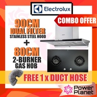 [FREE DUCT HOSE] Electrolux Cooker Hood EFC926SA 90cm Stainless Steel + 2 Burners Built in Gas Hob E