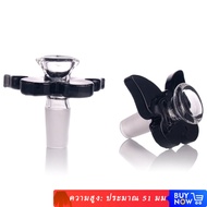 51mm Black Butterfly Shape Glass Bowl 14mm Male Joint for Quartz Glass Bong Dab Rig PT6455