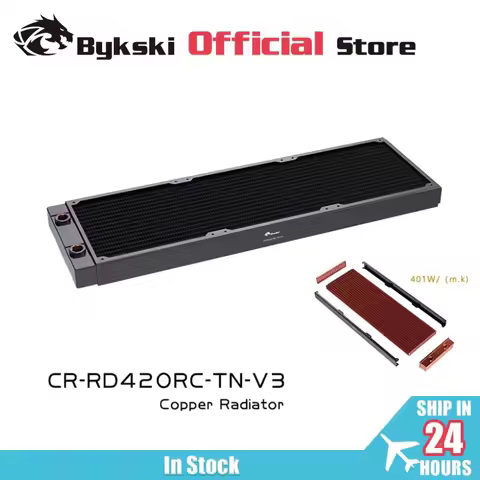 BYKSKI 420mm + 28mm Thick Copper PC Water Discharge Liquid Heat Exchanger Metal Radiator for 140mm F