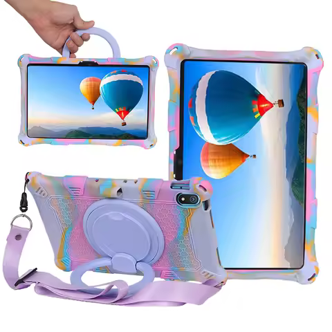 Soft Silicone Kids Funda Case For Nokia T20 2021 10.4 inch Rotating Stand Cover Shockproof With Hand
