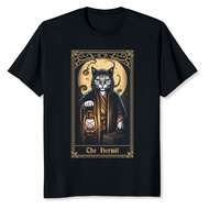 Hermit Cat Tarot Card Graphic For Tarot Cat Lovers T-Shirt