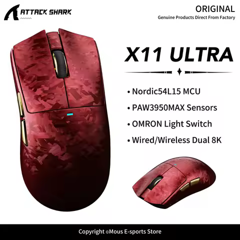 X11Ultra ATTACK SHARK X11 X11SE Tri Mode E-Sports Gaming Mouse PAW3950MAX 42000DP Dual 8KHz Polling 