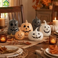 Hallowmas Handcrafted Terracotta Jack-O-Lantern 7.87x7.87x7.87 Inch Kiln-Fired Pumpkin Light Terraco