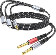 Lightning to Dual 6.35mm 1/4" TS Mono Stereo Y-Cable Splitter,3 in 1 to Dual 1/4-inch Audio Cable, C