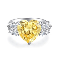Yellow Heart Cut 6 CT Lab Sapphire High Carbon Diamond 925 Sterling Silver Ring For women Jewelry