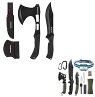 WORKPRO Hunting Knife and Hatchet Axe Combo Set - Full Tang Fixed Blade Tactical Knife and Camping A