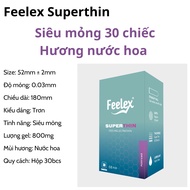 Bao cao su Feelex Superthin mỏng nhiều gel bôi trơn - Hộp 30 bcs