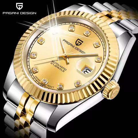 PAGANI DESIGN Men's Mechanical Watch Wrist Automatic Waterproof Black Full-Steel Clock Montre Homme