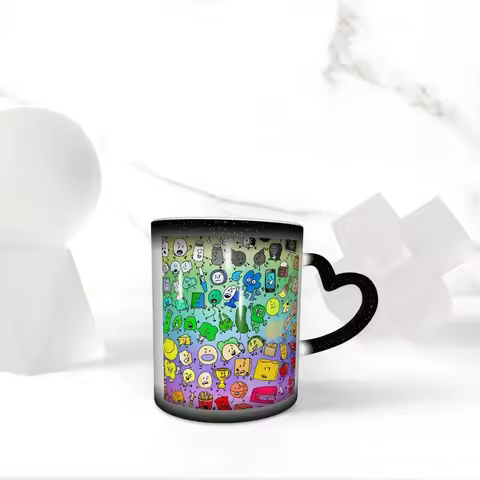 BFDI Inanimate Insanity All Characters (Rainbow) Mug Funny Ceramic Coffee Cups Tea Mugs Milk Cup Dri