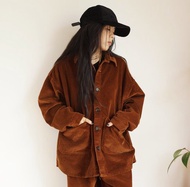 焦糖燈芯絨 長袖大口袋寬鬆工裝 男女同款 秋冬外套