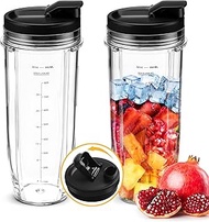2Pcs Replacement 32oz Blender Cup with Sip Seal Lid for Nutri Ninja BL450 BL456 BL480 BL482 BL640 BL