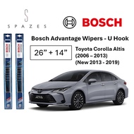 Wiper Toyota Coralla Altis Wiper 26"+14" Bosch Advantage U Hook Front Wiper BA2614