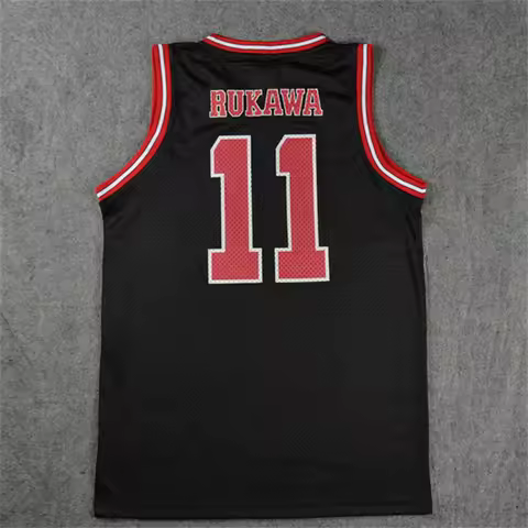 Rukawa Anime Black Shohoku School Basketball Team 1-15 Sakuragi Hanamichi Jersey Tops Shirt Sports W