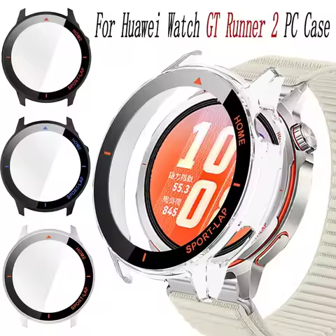 PC Case＋HD Glass for Huawei Watch GT Runner 2 Anti-fall Waterproof Protective Screen Bumper Shell fo