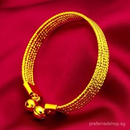 Women's 24K Gold AU999 Open Starry Sky Bell Bracelet - Lightweight Cuff for Women