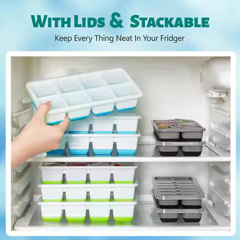 Large Ice Cube Trays Silicone Easy-Release Flexible Ice Cube Molds with Lids Big Square Cubed Ice Tr