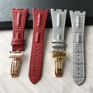 Genuine Genuine Leather Watch Strap Men's Alternative AP Aibi Royal Oak Series Cowhide Bracelet Red Gray Concave 28mm