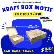KRAFT BOX BROWN MOTIF 20 X 20 X 7 CM