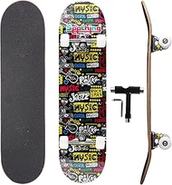 Professional Double Kick Skateboard, 31 inch Maple Deck, ABEC-9 Bearings, 95A PU Wheels