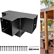 4-Way Pergola Right Corner Brackets Kit, DIY Woodwork Brackets for 6" x 6" (Actual:5.5" x 5.5") Lumb