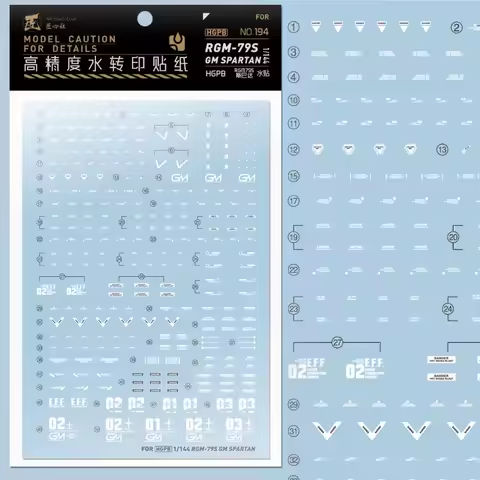 Artisan's Club Decal HGPB‑194 For HG 1/144 RGM‑79S GM SPARTAN High Precision Water Sticker Model Bui
