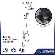 HEMOS BATHROOM FAUCET 4 MODE BRASS MIXER EXPOSED GREY SHOWER SETS HM-19069-MG