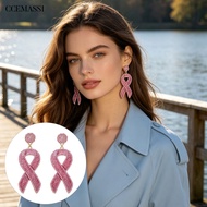 CS.B 1 Pair Support Breast Love Day Earrings, Trendy Alloy Fashion Jewelry with Glitter Design, Comf