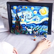 เข้ากันได้กับ Legao Ideas21333 Vincent Van Gogh Starry Night Building Blocks 3D นามธรรม Starry Sky ภ