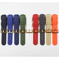 Watchband For AWG-500 M510 M520 / AW-582 Soft Rubber Watch Strap TPU Bracelet Black buckle gold buck
