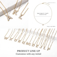 Minimalist 26-Letter Alphabet Necklace with Cubic Zirconia, Adjustable Dainty Chain - Personalized I