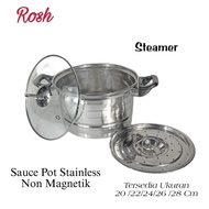 Sun888 Soup Pot Stainless Thick Complete Steamer Rosh Glass Lid Non Magnetic Glass Lid 26cm/28cm