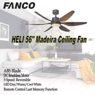 Fanco DC Ceiling Fan Heli MADEIRA 56 inch/66 inch / LED light 18W 3 TONE ( NO INSTALLATION )