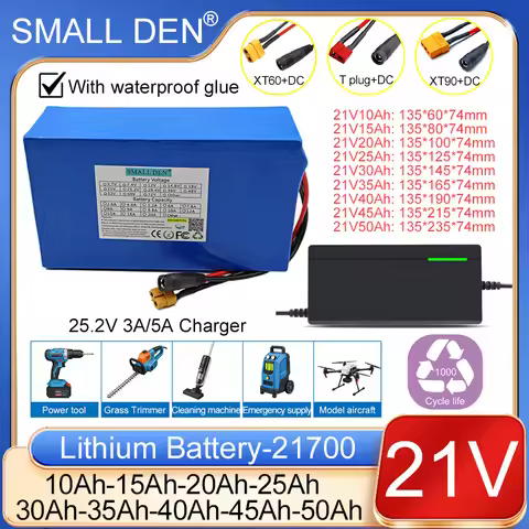 Battery 21V 10Ah 15Ah 20Ah 25Ah 30Ah 40Ah 50Ah 21700 Lithium Battery Pack 6S for Lawn Mower Model Ai
