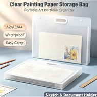 A2/A3/A4 Clear Painting Paper Storage Bag, Portable Art Portfolio Document Organizer, Beg Simpanan K