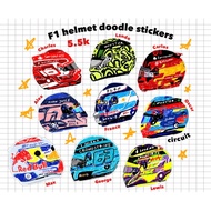 F1 doodle helmet stickers by circuit