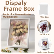 Dispaly Frame Box Wooden Shadow Box for Flowers Handmade Art Crafts Plant Seashell Memorab Depth 5cm