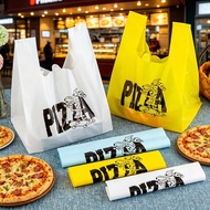 Pizza Print Plastic Vest Bag Thick Takeout Bag for Pizza Bakery Cafe Fruit Supermarket Salon Home Us