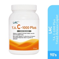 LAC Vitamin C TAC 1000 Plus Timed Release 90's with Vitamin C, Non Acidic Vitamin C for Immune Boost