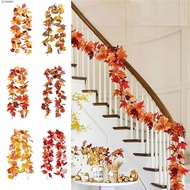 Red Autumn Maple Leaves, Creative 1.7m Artificial Maple Garland, Hanging Vine Realistic Lifelike Dou