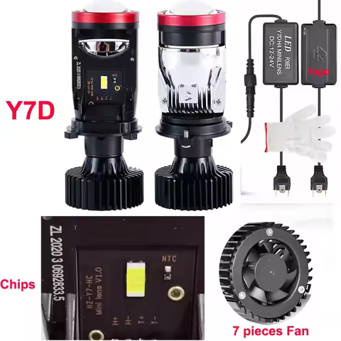 Y7D LED H4 Bi Canbus Mini Lens 6000K High Low Beam Super Bright CSP Chips Auto Car Lamps HD Projecto
