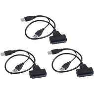 3X USB2.0 to SATA Adapter Cable 48cm for 2.5 Inch External SSD HDD