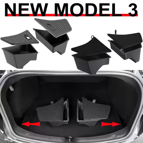 For 2025 2026 Tesla Model 3 Trunk Storage Bins Rear Trunk Organizer Waterproof Trunk Side Box with C